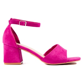 W. Potocki Dámské semišové sandály na růžovém sloupku růžový