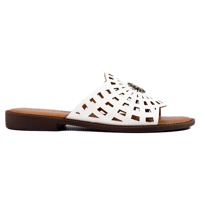 W. Potocki Dámské prolamované bílé pantofle značky Potocki bílý