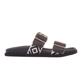 Marco Shoes Pantofle s přezkami černý