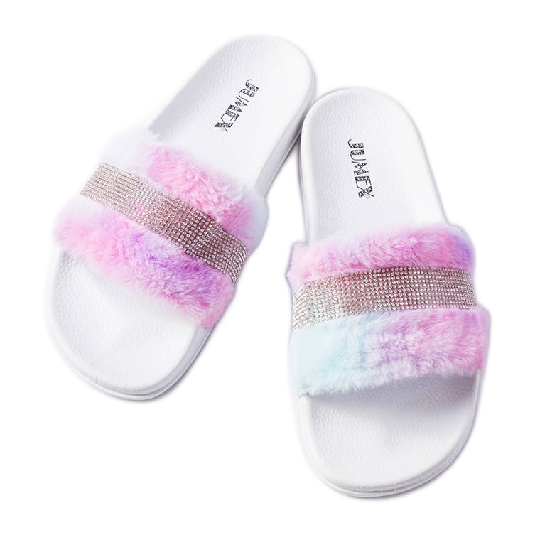 Barevné kožešinové skluzavky s kamínky od Carrito růžový