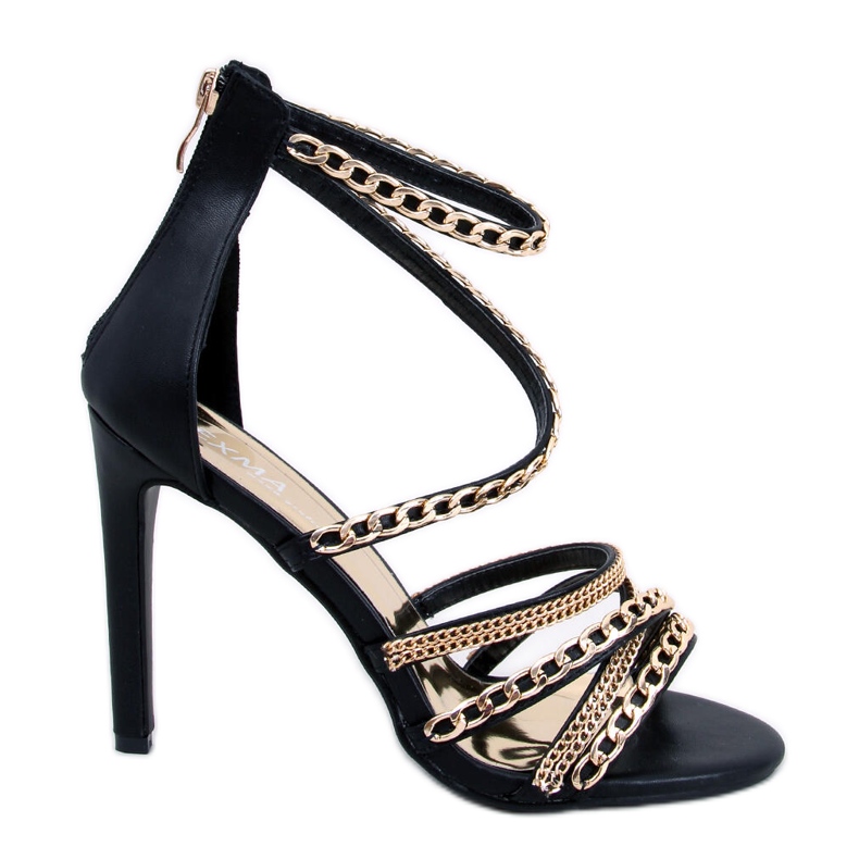 Sandály na podpatku Chester Black Chain černá