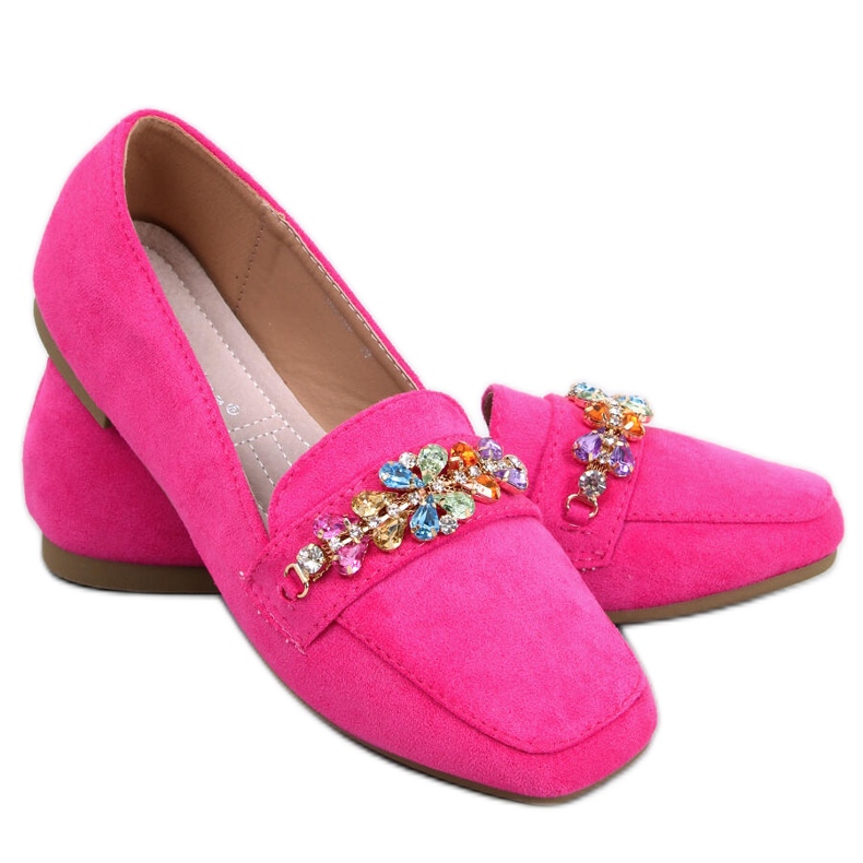 Davitian Rhinestone Mokasíny Fuchsia růžový