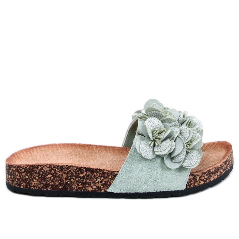 Korkové pantofle s květy Brice Green zelená Korkové pantofle s květy Brice Green zelená