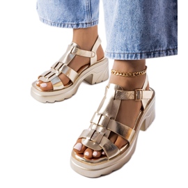 BM Sunset zlaté sandály na jehlovém podpatku zlatý