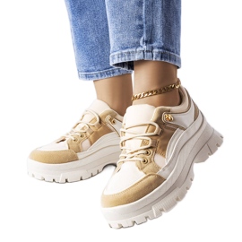 Přes hnědé boty s nízkou podrážkou s chráničem béžový Přes hnědé boty s nízkou podrážkou s chráničem béžový