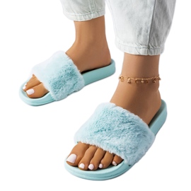 Modré skluzavky s kožešinou od Raffaele modrý Modré skluzavky s kožešinou od Raffaele modrý