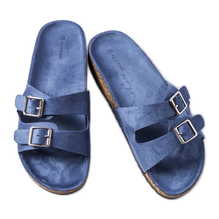 Námořnická modrá skluzavka s korkovou podrážkou Cincinna modrý