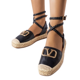 Rodičovské černé šněrovací espadrilky černý