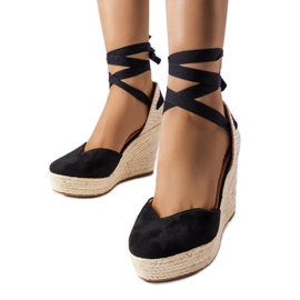 Černé espadrilky na klínku z Dubois černá Černé espadrilky na klínku z Dubois černá