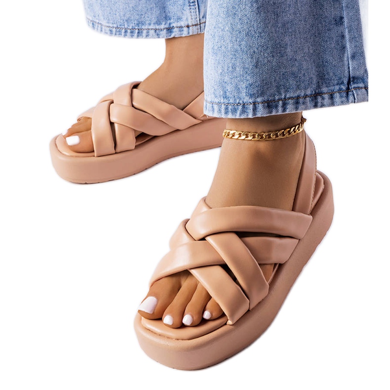 Světle hnědé sandály na platformě Horseshoe hnědý Světle hnědé sandály na platformě Horseshoe hnědý