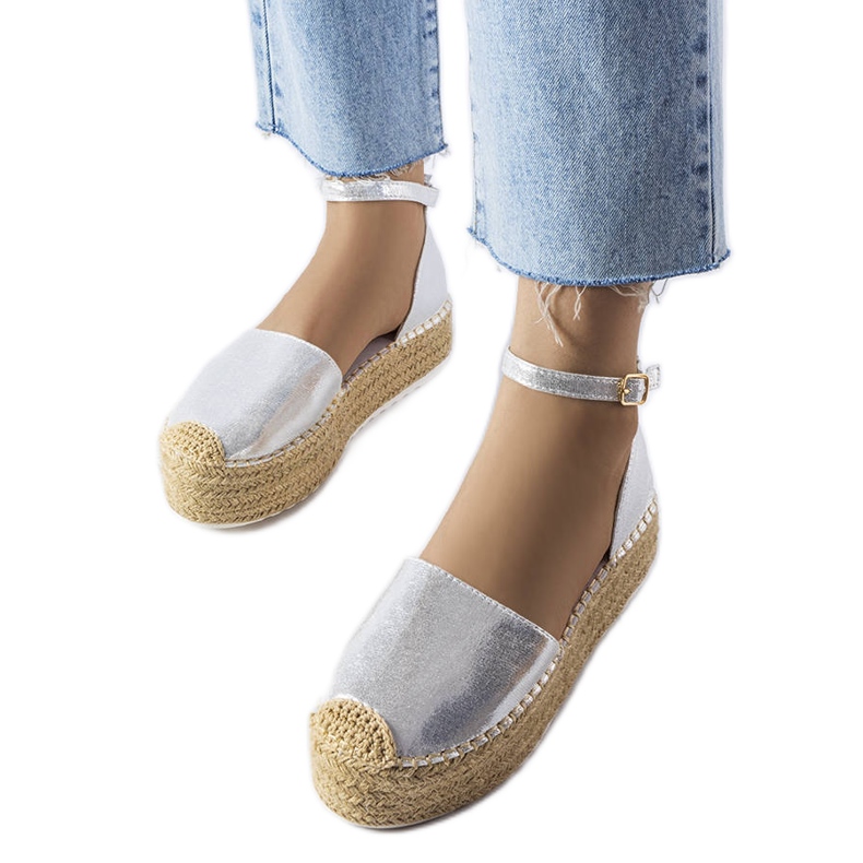 Stříbrné espadrilky na platformě od Clousson stříbrný
