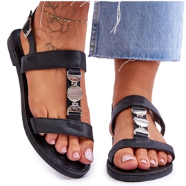 Dámské ploché sandály s ozdobným páskem Black Berry černá