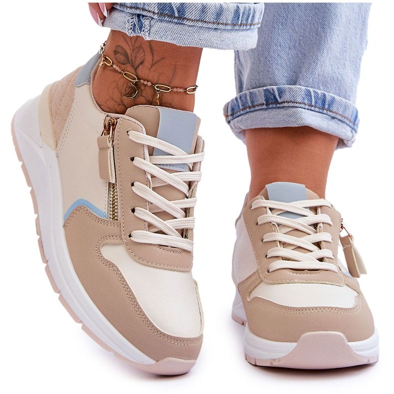 PG1 Dámská sportovní obuv se zipem béžová Larisa béžový PG1 Dámská sportovní obuv se zipem béžová Larisa béžový