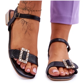 Ploché Sandály Se Zlatými Podpatky Black Mindley černá