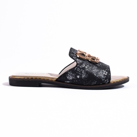 Dámské růžové žabky se zlatým zdobením od Shelovet černá