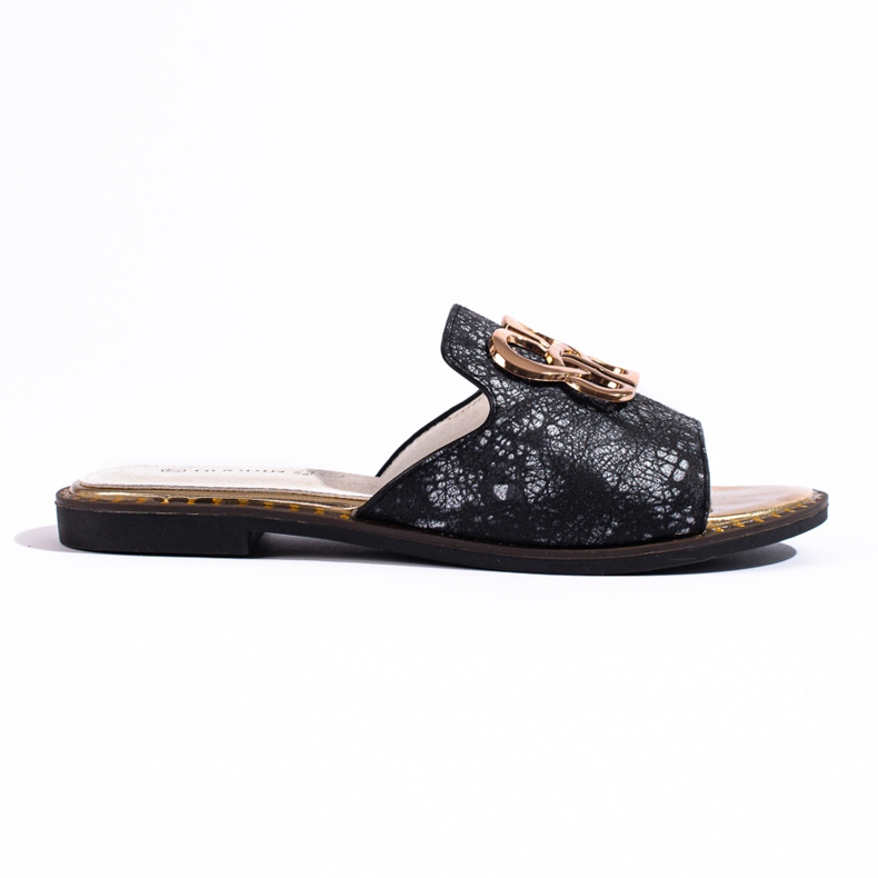 Dámské růžové žabky se zlatým zdobením od Shelovet černá