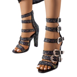 Černé třpytivé vysoké sandály od Walnut černý