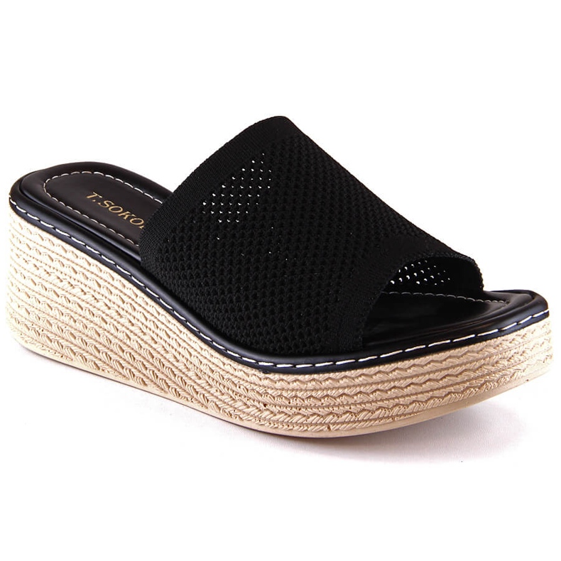 Dámské černé pantofle na klínku T.Sokolski MU100 černá