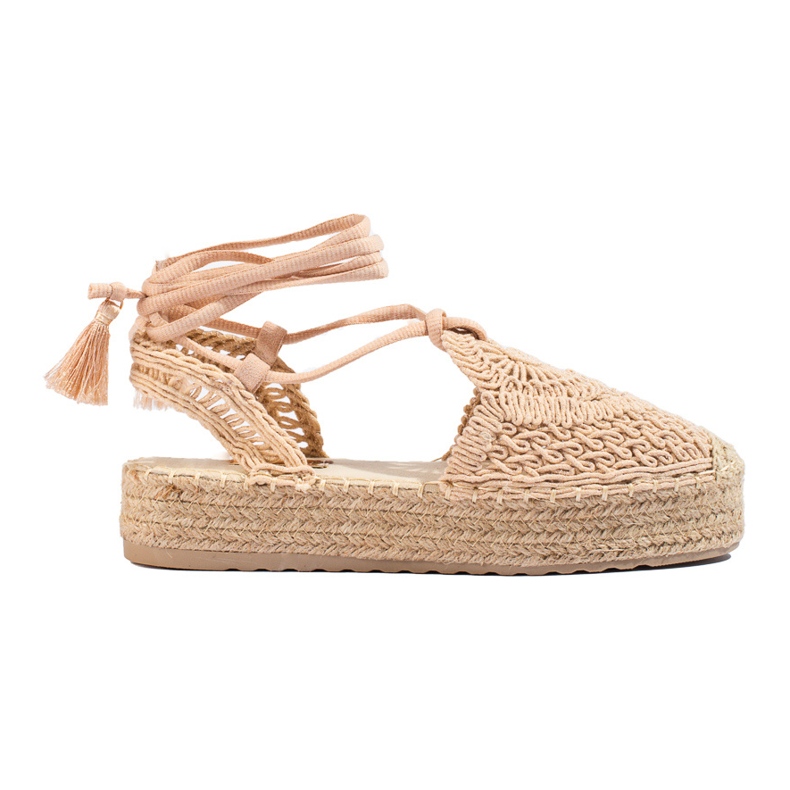 Tmavě béžové boho espadrilky na platformě od Shelovetu béžový