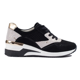 Černé kožené tenisky na klínku Shelovet černá