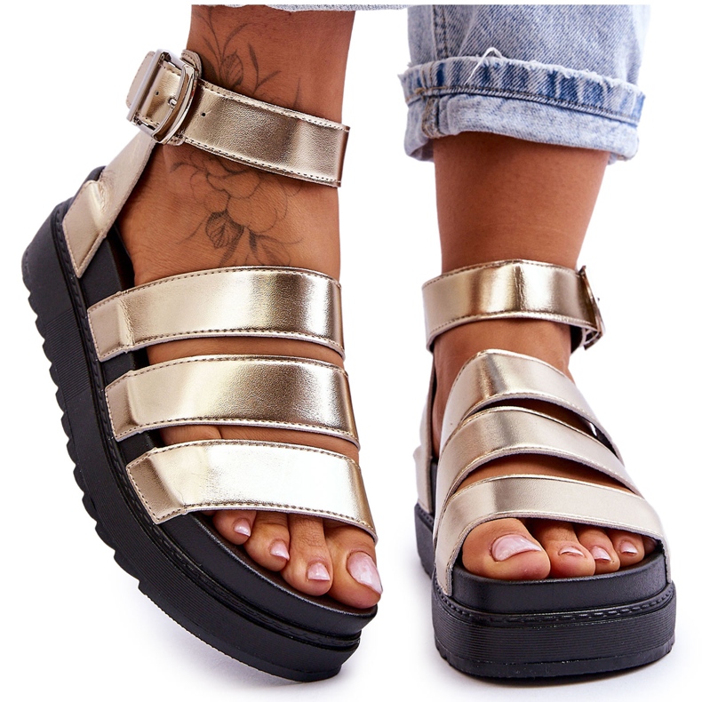 FM1 Sandály Na Masivní Platformě Zlatý Lisabon