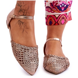 FM1 Elegantní dámské sandály ploché růžové zlato Sheia zlatý