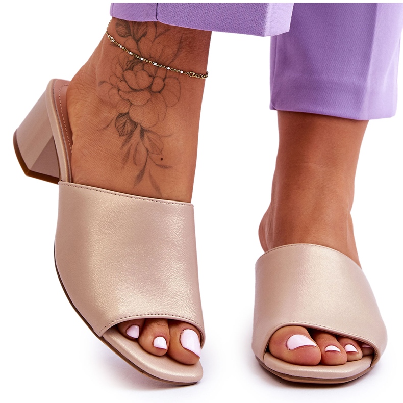 Elegantní hladké pantofle Sergio Leone KL317 béžové béžový Elegantní hladké pantofle Sergio Leone KL317 béžové béžový