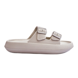 Dámské pěnové pantofle s pruhy Světle šedé Sharmen šedá