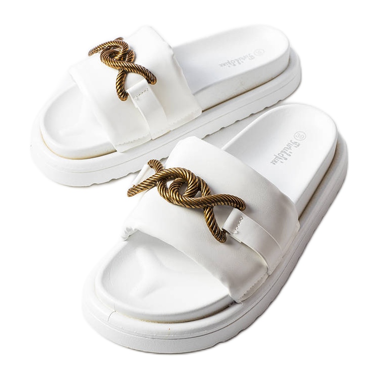 Bílé sandály na platformě značky Frédérique bílý