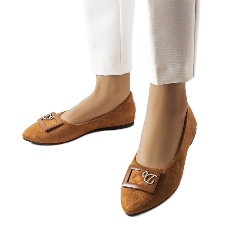 Hnědé baleríny zdobené kamínky od Fleminga hnědý