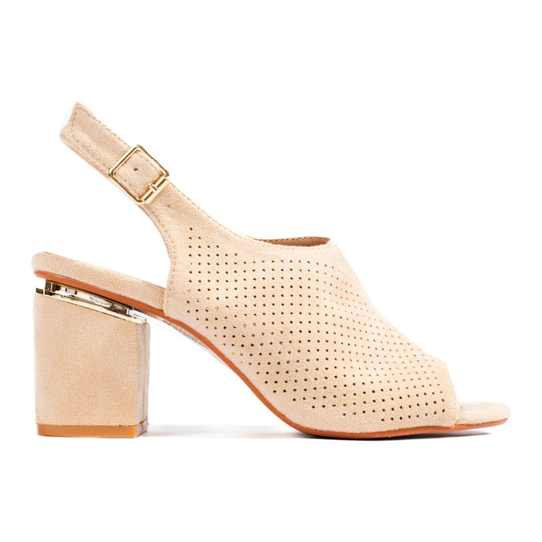 Béžové semišové sandály na vysokém podpatku značky Vinceza béžový