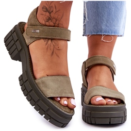 Dámské semišové sandály Big Star LL276033 Zelená Dámské semišové sandály Big Star LL276033 Zelená