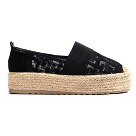 Krajkové espadrilky na platformě Shelovet černé černý