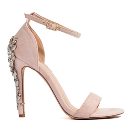 Dámské sandály s ozdobným Shelovet podpatkem béžový