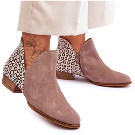 Kožené kozačky Maciejka se skvrnami 04091-55 Tmavě béžová béžový