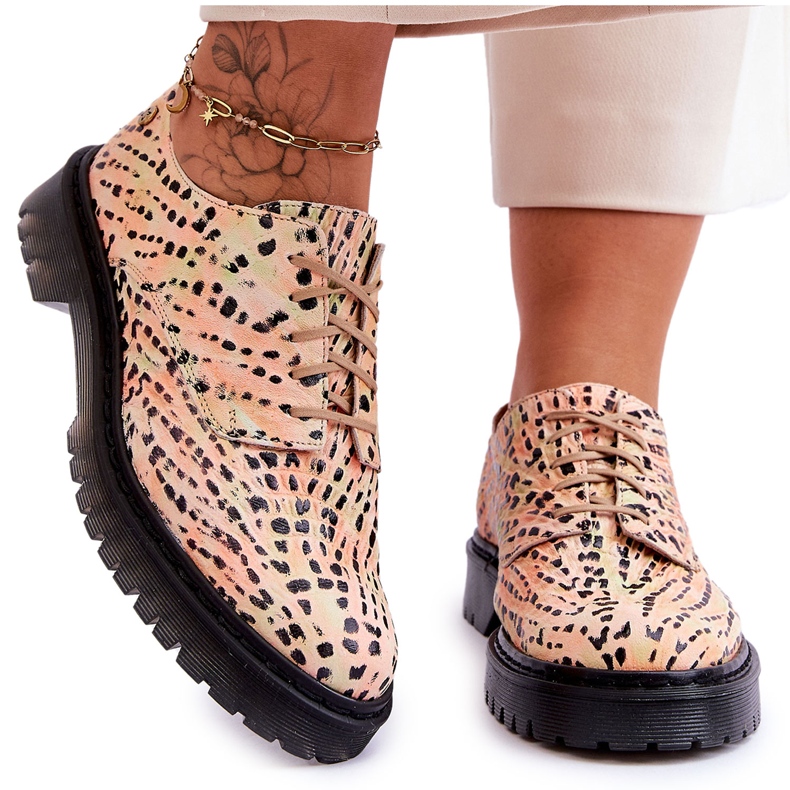 Dámské kožené boty Oxford Maciejka 04087-18 oranžovo-černé oranžový