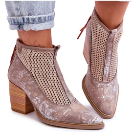 Kožené boty se síťovinou Maciejka 05842-04 Béžová béžový