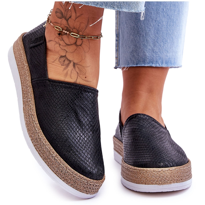 Kožené espadrilky Mokasíny Big Star LL276002 Black černá Kožené espadrilky Mokasíny Big Star LL276002 Black černá