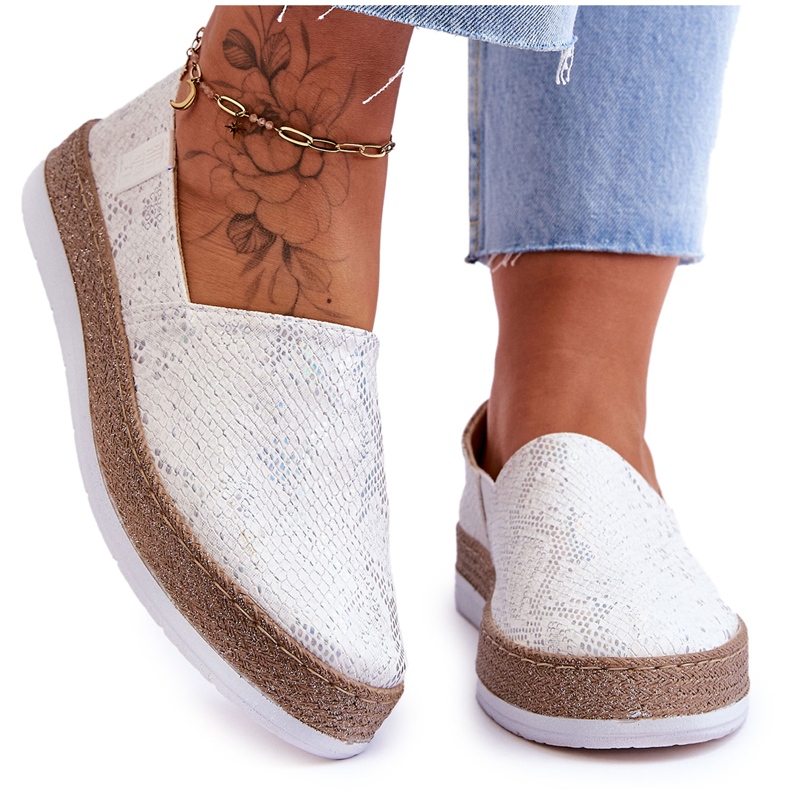 Kožené espadrilky Mokasíny Big Star LL276004 Bílé bílý