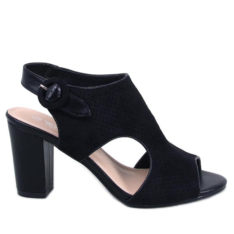 Prolamované sandály na podpatku Morillo Black černá