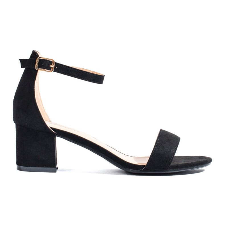 Černé semišové sandály na nízkém podpatku značky Shelovet černá