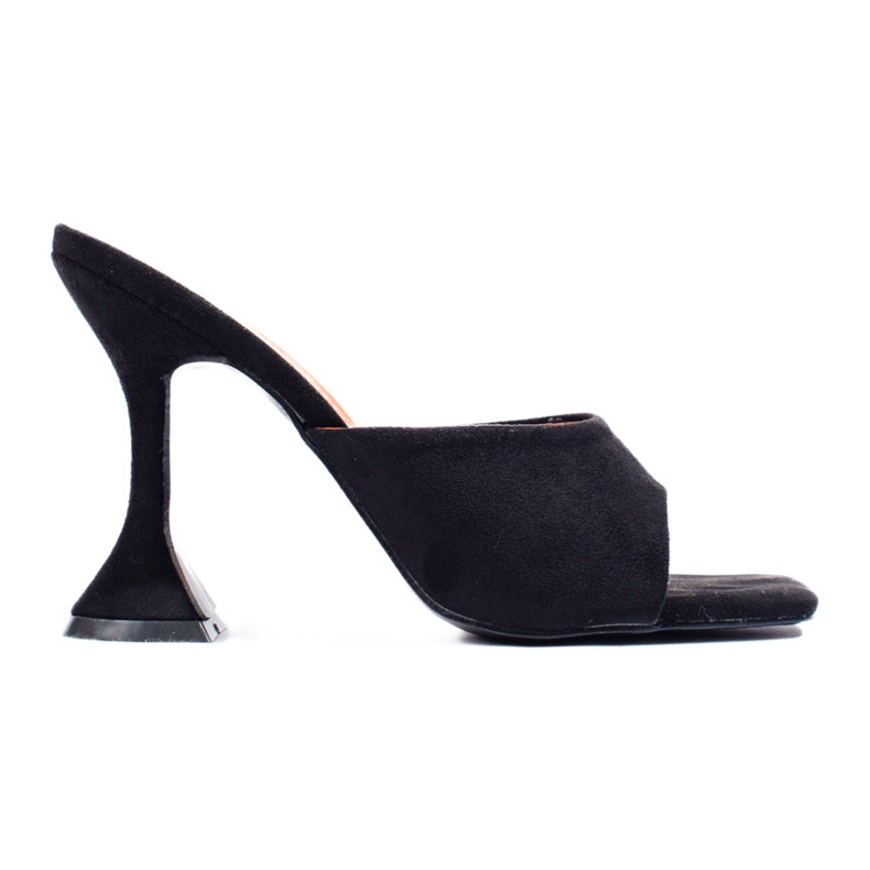 Černé semišové sandály na podpatku značky Shelovet černá