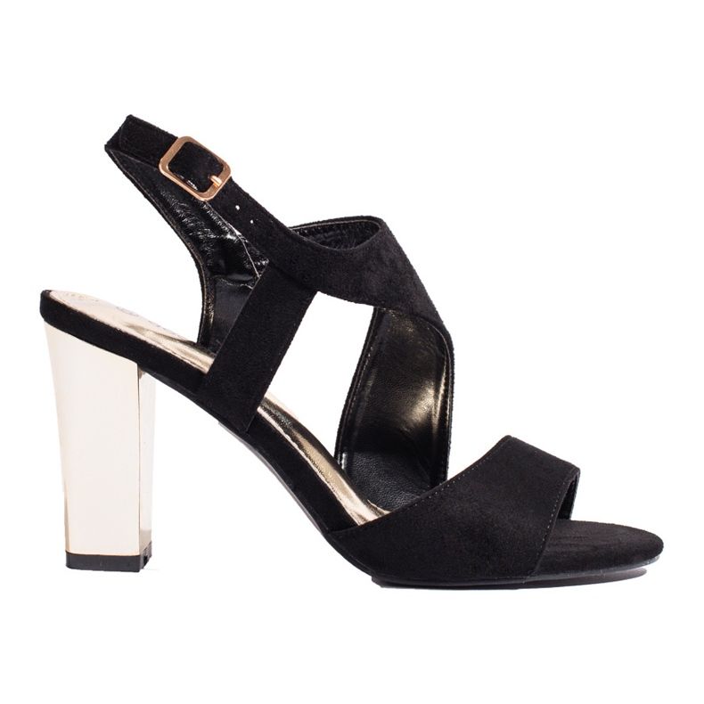 Černé semišové sandály na podpatku od Shelovet černá