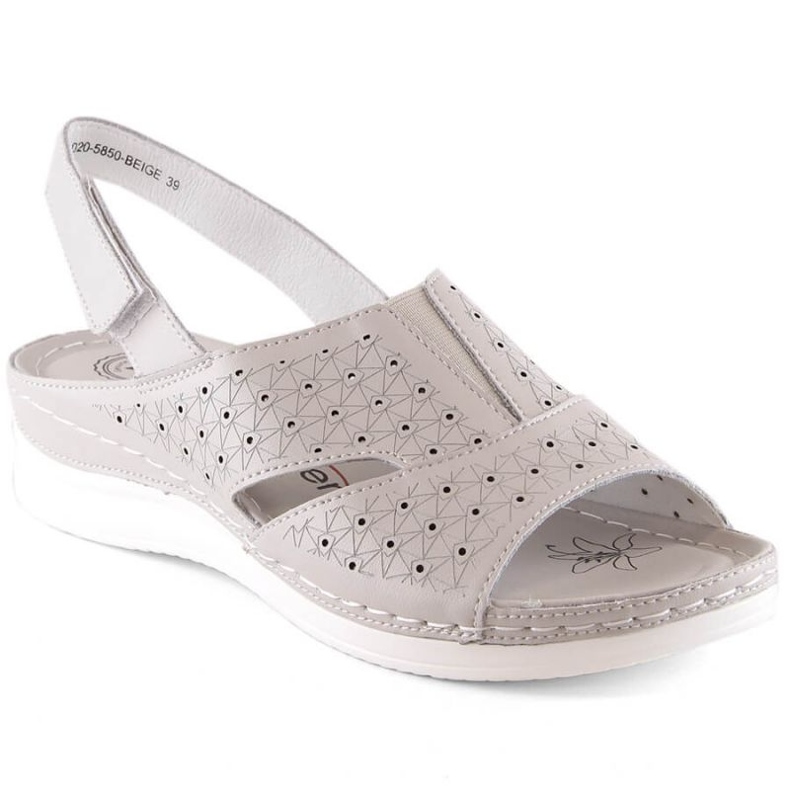 Kožené pohodlné sandály s gumičkou eVento W 5850 béžová béžový