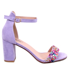 BM Sandály na kamenném podpatku Valentine Purple fialová