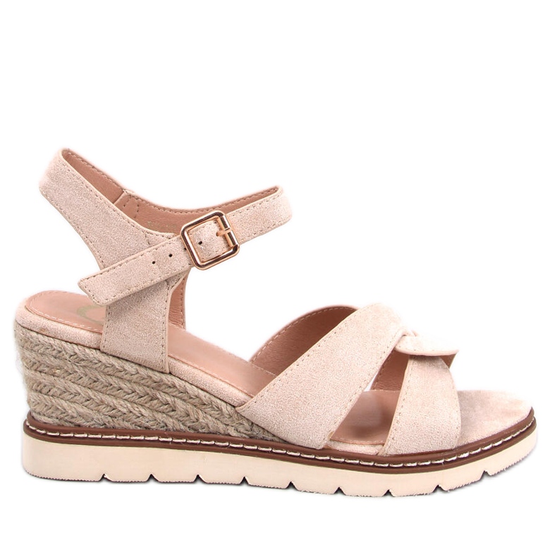 BM Sermon Béžové klínové espadrilky béžový