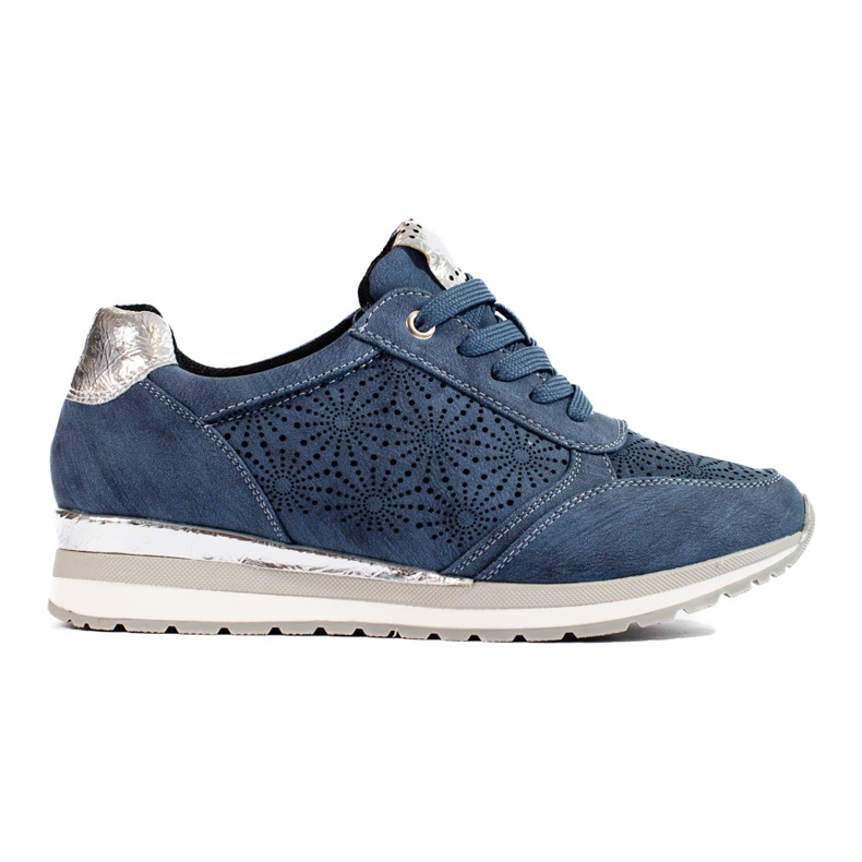 Dámské tmavě modré kožené tenisky Shelovet na klínku modrý