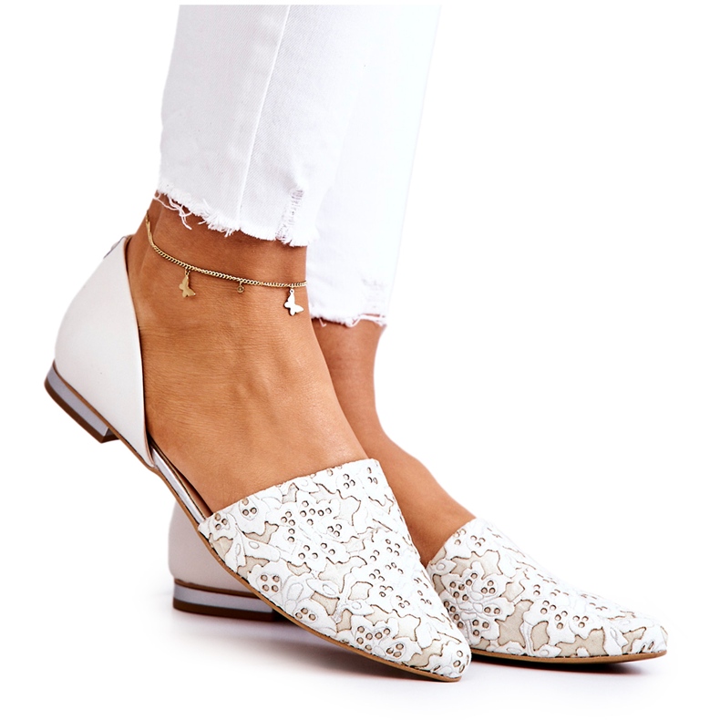 Elegantní kožené baleríny Laura Messi 1110 Béžová béžový