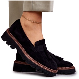 Vinceza Dámské semišové boty na černé platformě Unni černá