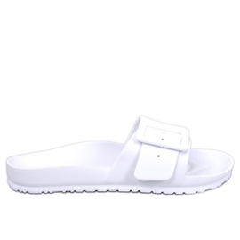 BM Gumové skluzavky s přezkou Romero White bílý BM Gumové skluzavky s přezkou Romero White bílý